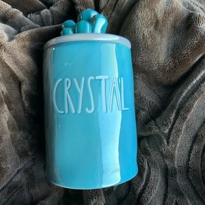 💙💚NEW RAE DUNN-Iridescent Crystal Candle With Crystal Topper turquoise